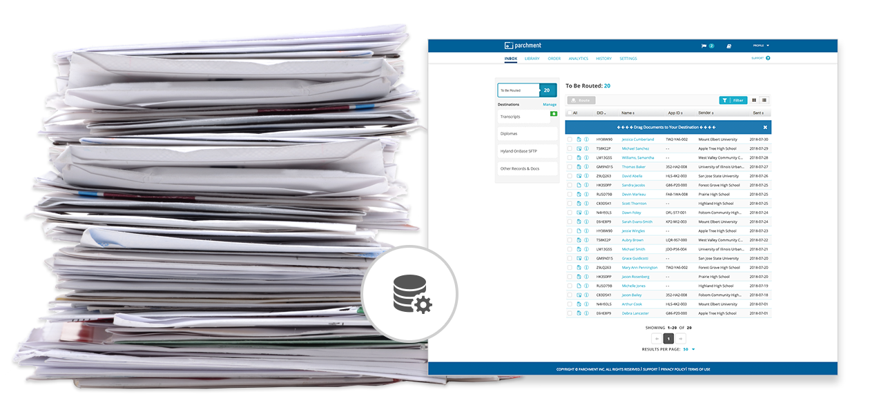Scan Paper Transrcipts Into PDF Scan & Index Alumni Records Parchment