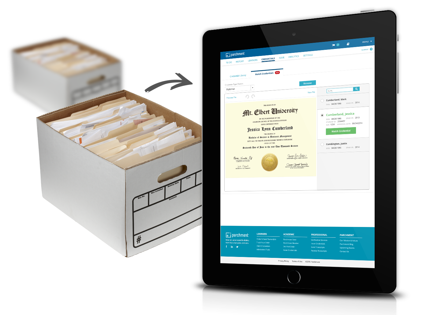 Scan & Index Alumni Transcripts & Records Paid Parchment Training