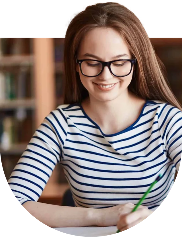 woman reviewing academic records