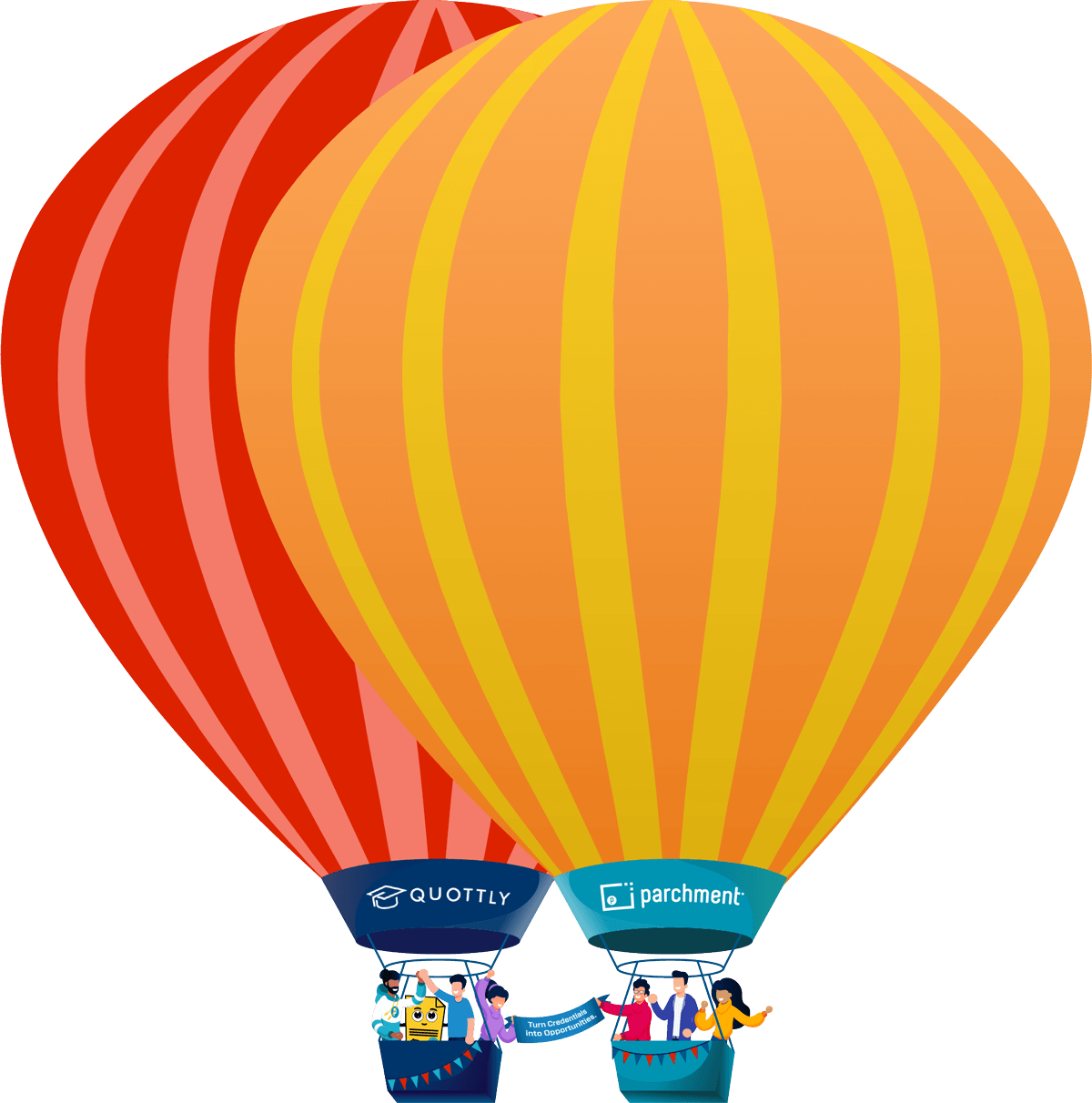 parchment and quottly hot air balloon illustration