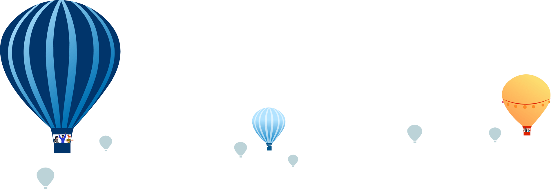 illustration of hot air balloons floating in the background