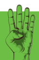 hand signalling number 4 illustration on green
